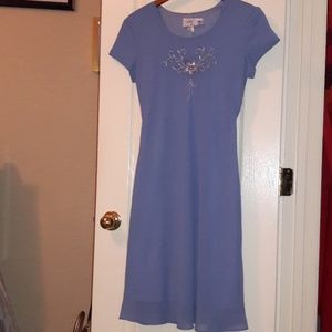 Jody Summer Blue Dress with Floral Design